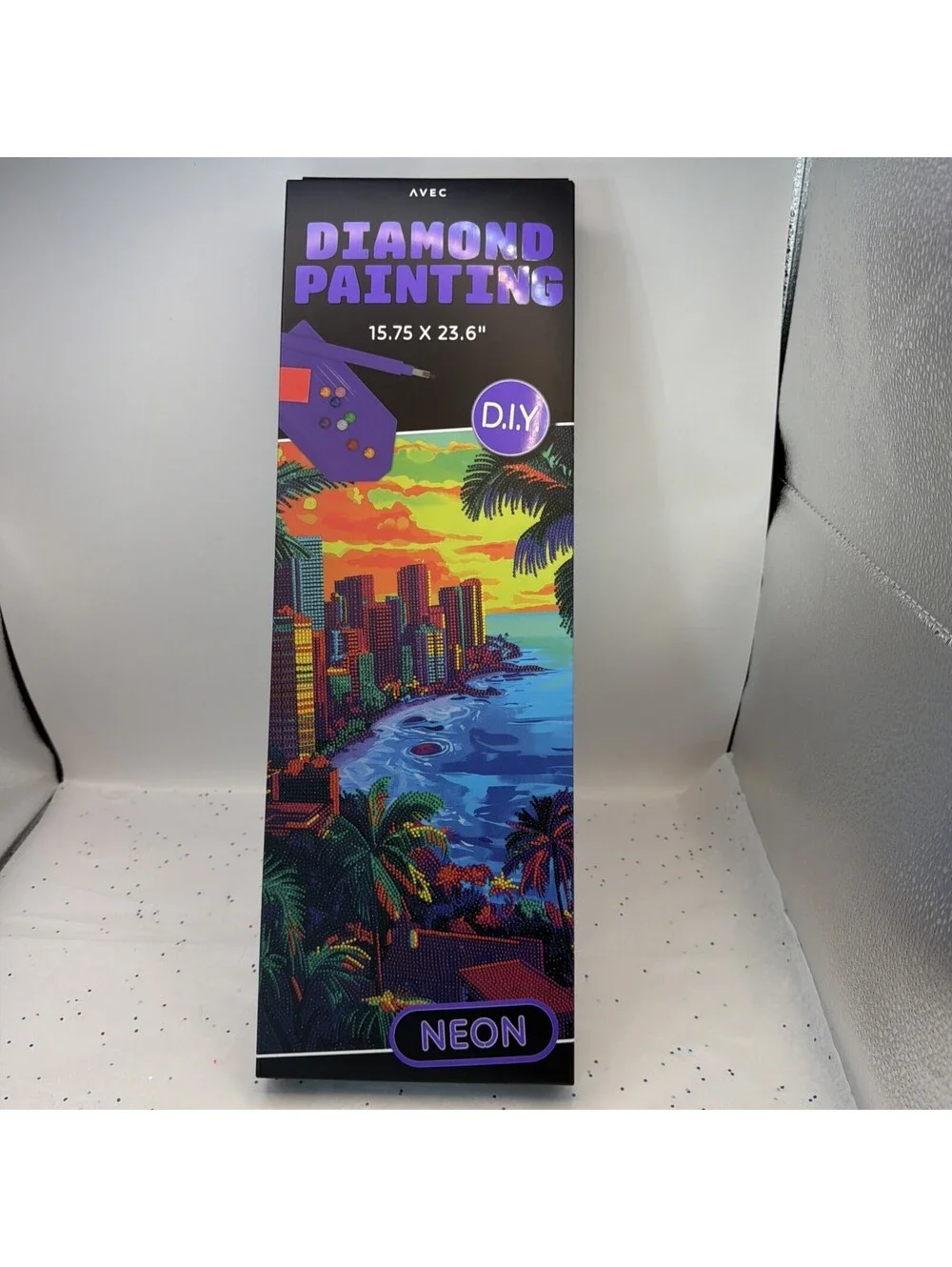 AVEC DIY Diamond Art Painting Kit Purple Neon  Design, 15.75 x 23.6 Crystal Art